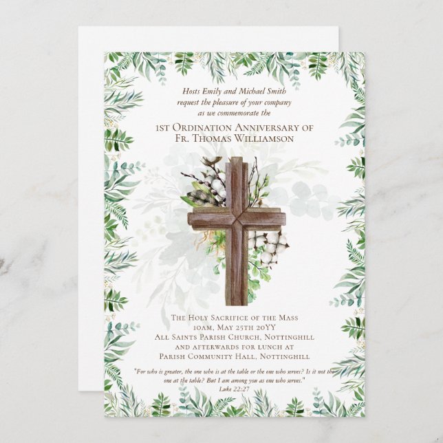 ALGÚN Aniversario de Ordenación Invitación a Mader (Anverso / Reverso)