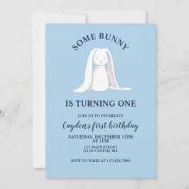Algun conejo es una invitación de cumpleaños azul 