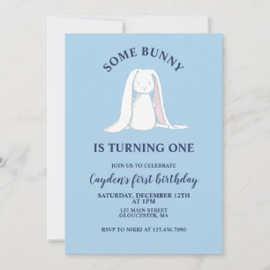 Algun conejo es una invitación de cumpleaños azul 