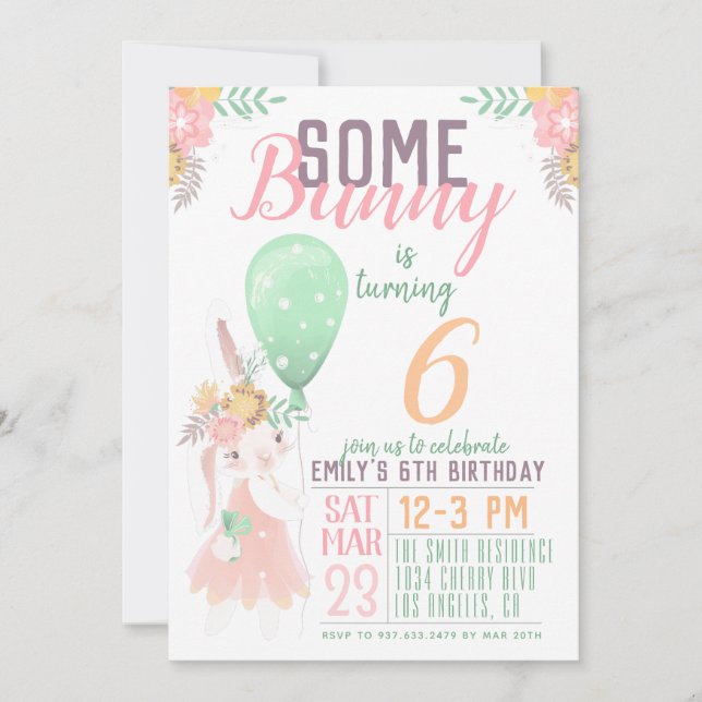 Algunas invitaciones de cumpleaños de conejo (Anverso)