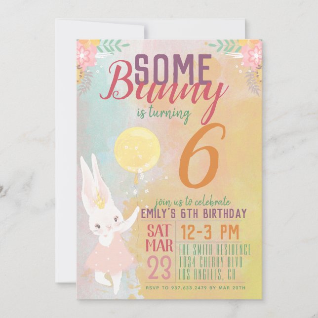 Algunas invitaciones de cumpleaños para conejitos (Anverso)