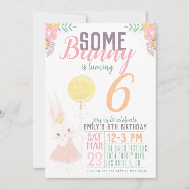 Algunas invitaciones de cumpleaños para conejitos (Anverso)