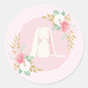Algunas pegatinas de cumpleaños de conejito floral