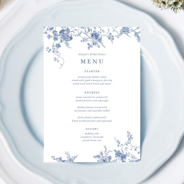 Algunas tarjetas de menú del Boda Floral Azul (Subido por el creador)