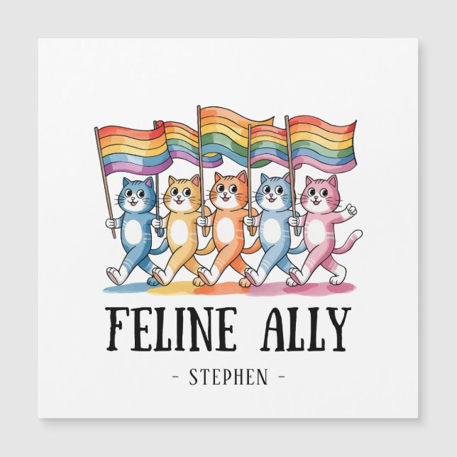 Aliado felino - Gato arcoiris Orgullo LGBTQ (Anverso)