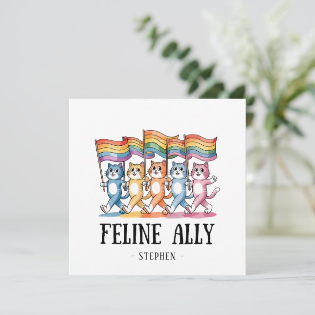 Aliado felino - Gato arcoiris Orgullo LGBTQ (Anverso de pie)