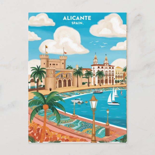 Alicante España Viaja con arte postal (Anverso)