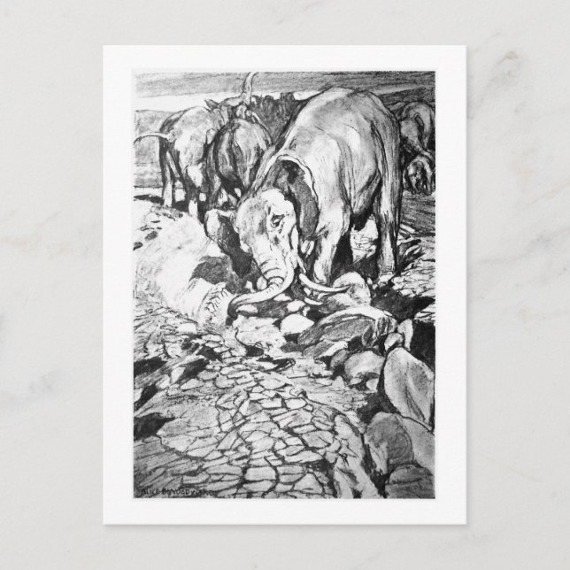 Alice B. Woodward: Postal de arte de Dinotherium (Anverso)