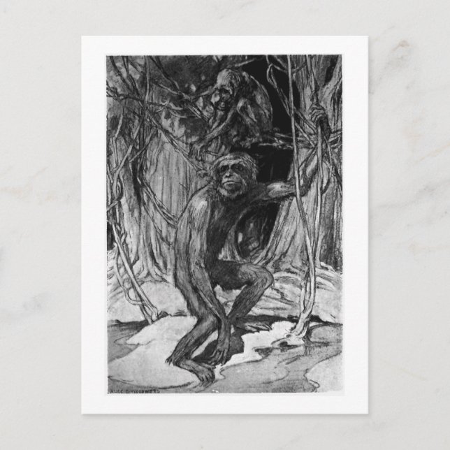 Alice B. Woodward: Postal de arte pliopithecus (Anverso)