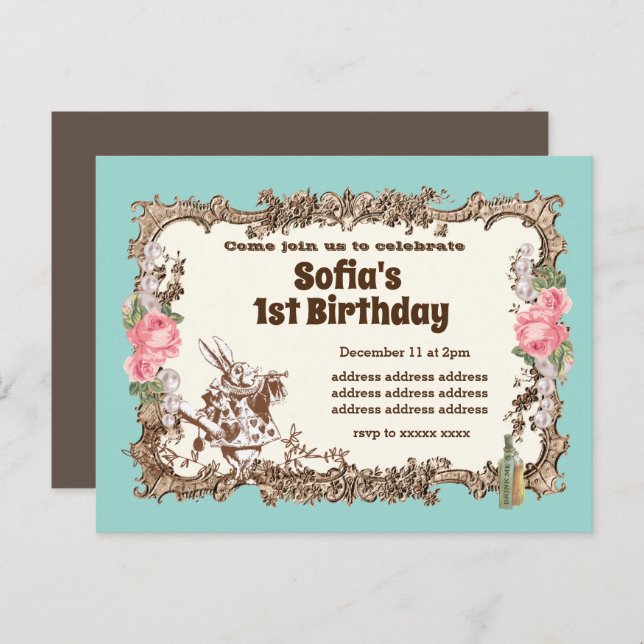 alice en la invitación a wonderland (Anverso / Reverso)