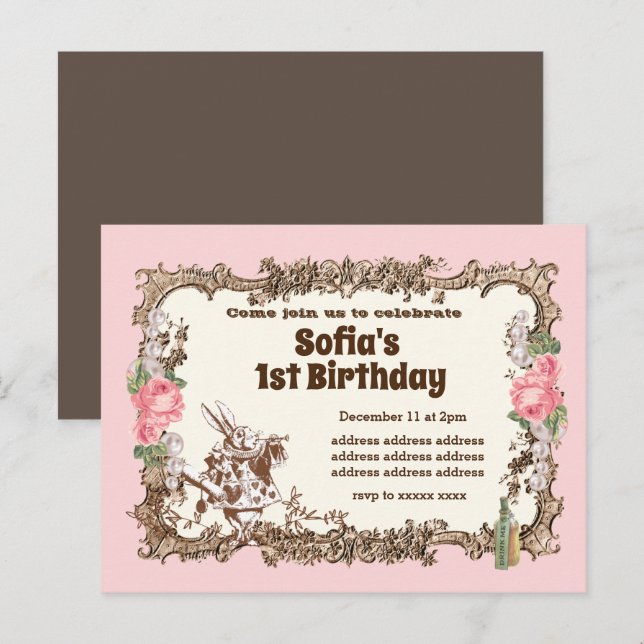 alice en la invitación a wonderland (Anverso / Reverso)