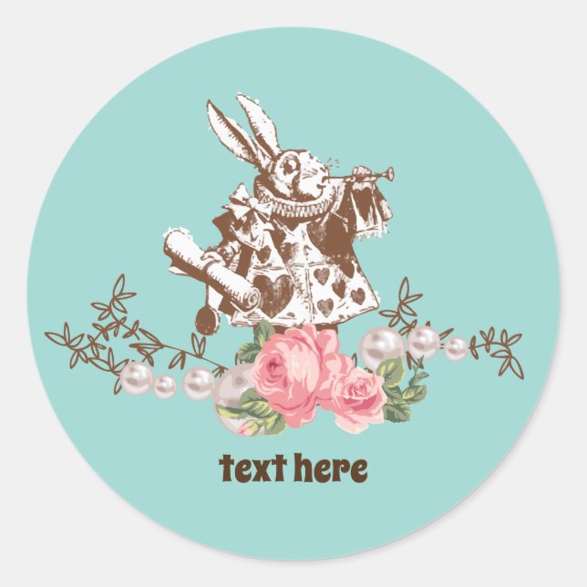 alice en wonderland floral Classic Round Pegatina (Anverso)