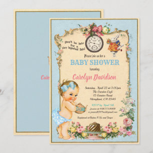 Alice in Wonderland Baby Shower Invitación rubia