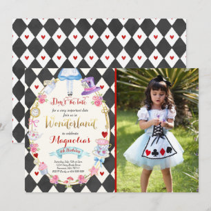 Alice In Wonderland Birthday Invitación al Fiesta 