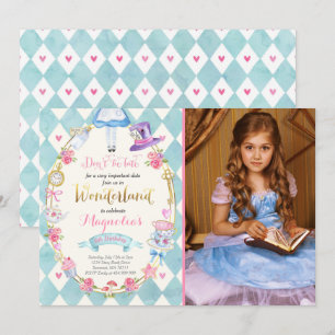 Alice In Wonderland Birthday Invitación al Fiesta 