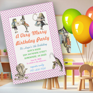 Alice In Wonderland Invitación fiesta de cumpleaño