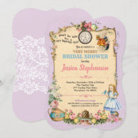 Alice in Wonderland novia ducha invitación lilac