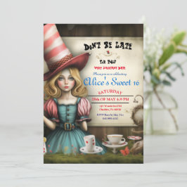 Alice In Wonderland Tea Fiesta Sweet 16 Invitación