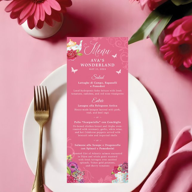 Alice In Wonderland Vibrant Florals Menú Fiesta (Alice In Wonderland Vibrant Florals Party Menu)