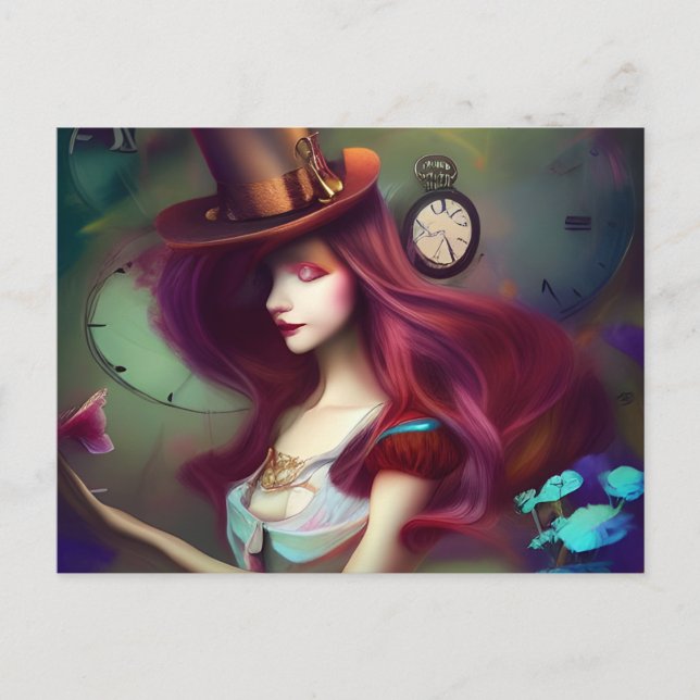 Alice Keeping Time AI Generación De Postales De Ar (Anverso)