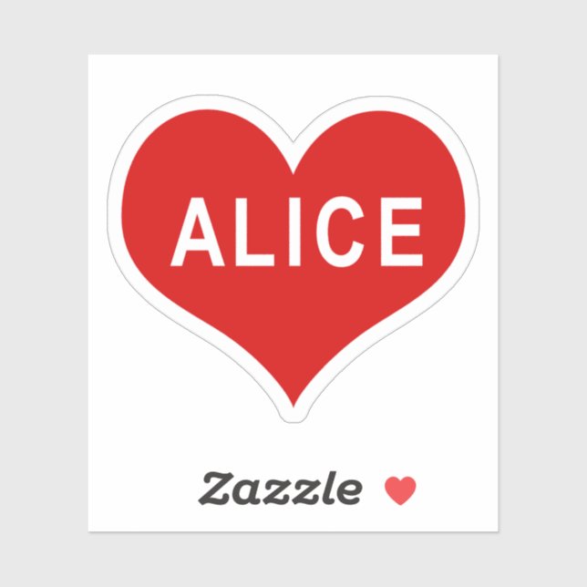ALICE NAME Red Love Heart Vinyl Pegatina (Hoja)