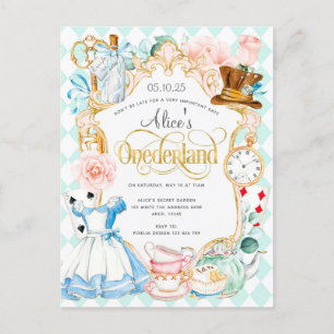 Alice Onederland tea fiesta chica invitación de cu