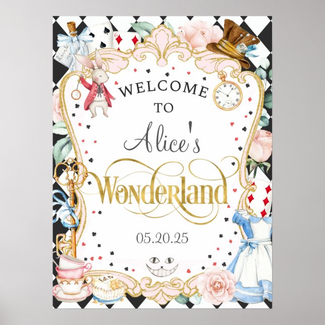 Alice wonderland loco hatter tea fiesta señal de b (Frente)