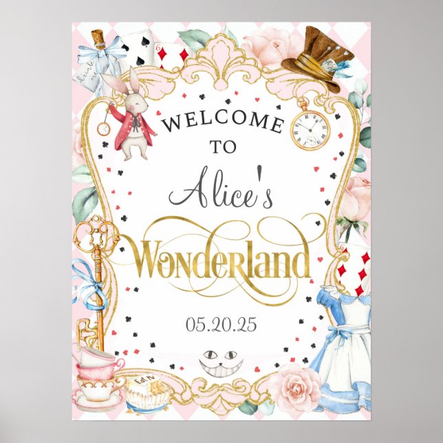 Alice wonderland loco hatter tea fiesta señal de b (Frente)