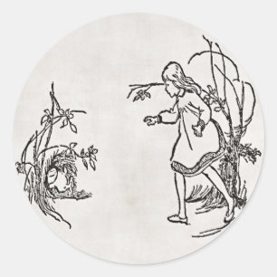 Alicia abajo del pegatina de la madriguera de