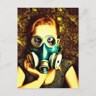 Alicia con el pelo rojo en una postal de una másca