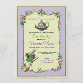 Alicia de cumpleaños Fiesta de té en invitación a 