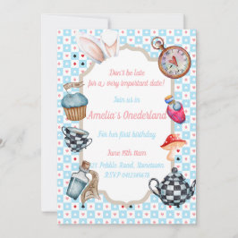 Alicia en Australia invitación de primer cumpleaño