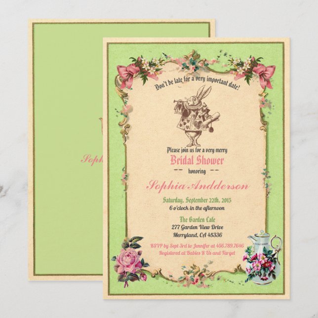 Alicia en el País de las Maravillas invitación a l (Anverso / Reverso)
