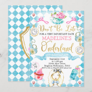 Alicia en el país de Onederland Invitación de cump