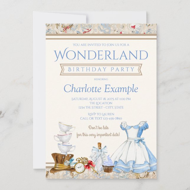 Alicia En Invitación A La Fiesta De Cumpleaños De  (Anverso)