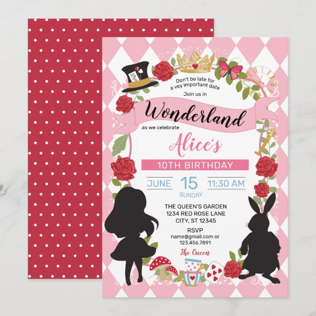 Alicia En Invitación Al Cumpleaños De La Tierra De (Anverso / Reverso)