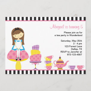 Alicia en invitaciones para una fiesta de té en el