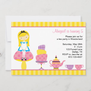 Alicia en invitaciones para una fiesta de té en el