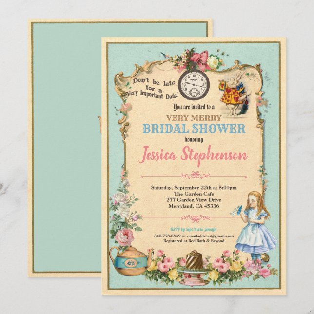 Alicia en la invitación a la ducha de novia en el  (Anverso / Reverso)