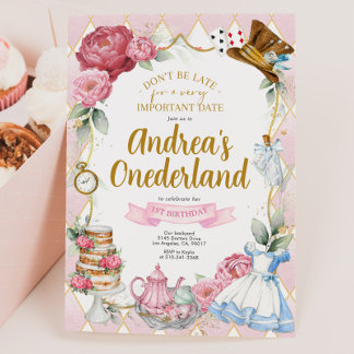 Alicia en la invitación a la fiesta de cumpleaños 
