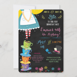 Alicia en la invitación de cumpleaños de Chalkboar