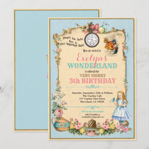 Alicia en la invitación de cumpleaños de Wonderlan