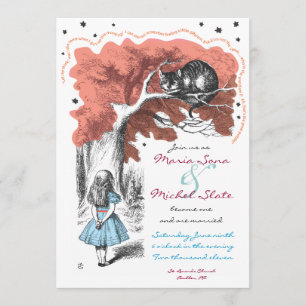 Alicia en la invitación de la boda del país de las
