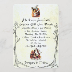 Alicia en la invitación de la boda del país de las