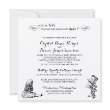 Alicia en la invitación de la boda del país de las