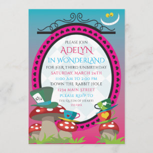 Alicia en la invitación de la fiesta del té del