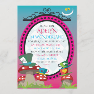 Alicia en la invitación de la fiesta del té del