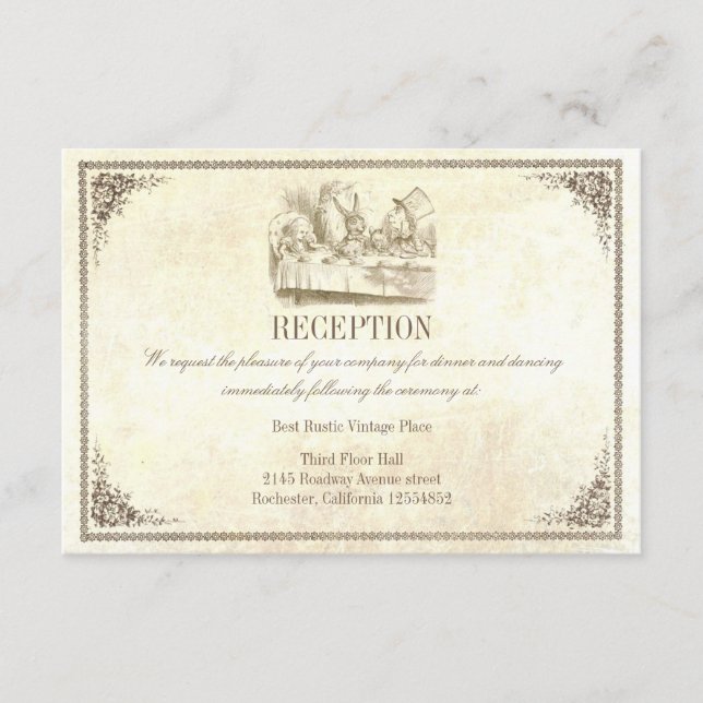 Alicia en las tarjetas de recepción de boda del pa (Anverso)