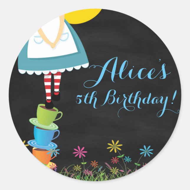Alicia en los Pegatinas de cumpleaños de Chalkboar (Anverso)