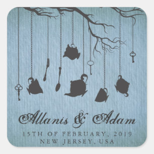 Alicia en los pegatinas de la boda de los Fiestas 